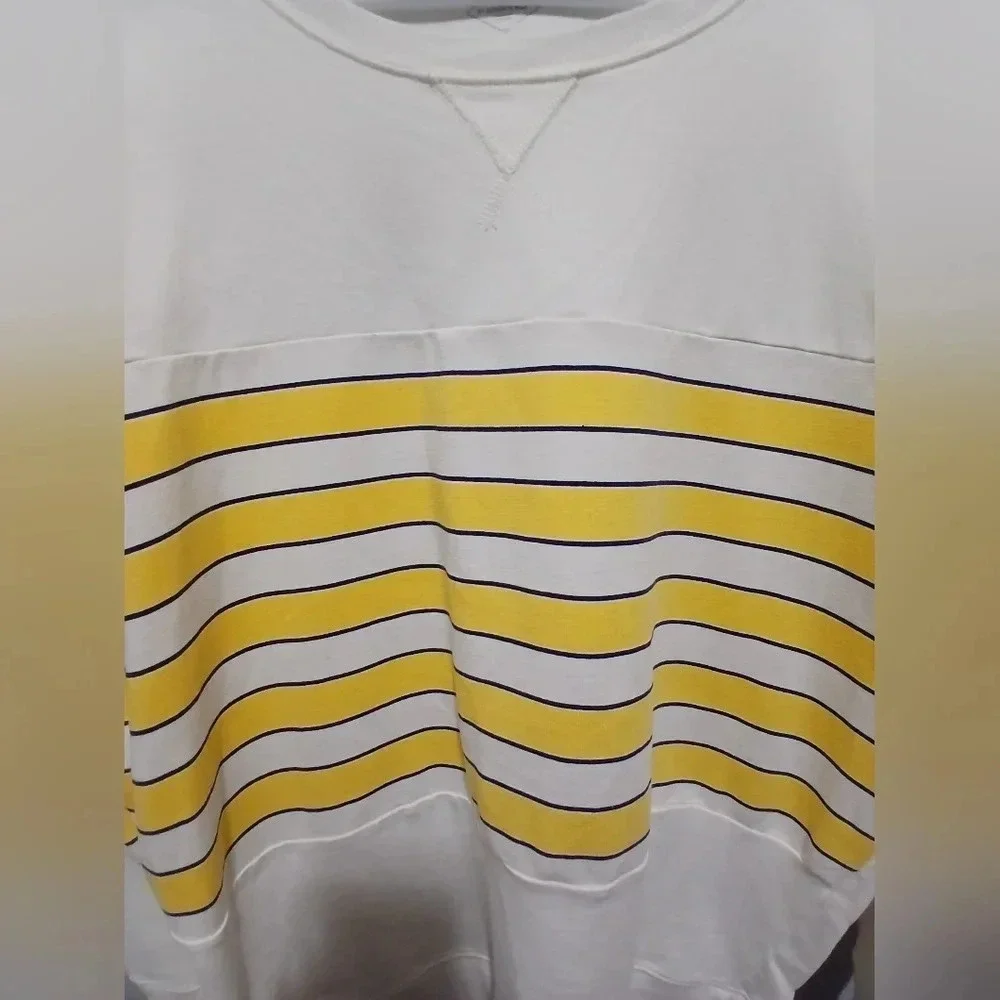 St. Johns Bay womens classic long sleeve shirt white w/blue yellow … - Picture 4 of 5